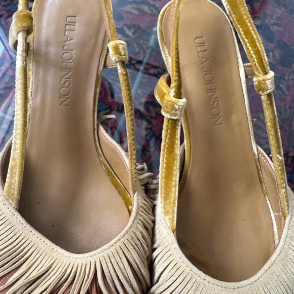 ULLA JOHNSON Women's Shira Fringe Suede Pumps In Yellow Size EU 37 US 6.5 - Picture 5 of 8